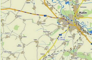 mapa letiště Kolín (jen pro seskoky)